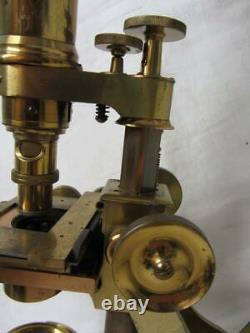 Antique ANDREW ROSS Brass Wenham Binocular Compound Microscope Circa 1850