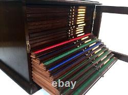 Antique A Gallenkamp & Co LTD Large Wooden & Glazed Microscope Slide Cabinet Box