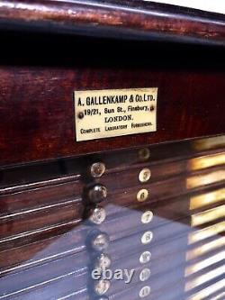 Antique A Gallenkamp & Co LTD Large Wooden & Glazed Microscope Slide Cabinet Box