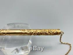 Antique Aikin Lambert Scroll Overlay SOLID GOLD Thermometer Holder Pen style