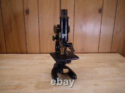 Antique BAUSCH & LOMB 1915 Vintage BRASS MODEL MICROSCOPE WithCASE USA