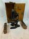 Antique BAUSCH & LOMB VINTAGE MODEL MICROSCOPE WithWOOD CASE + Lenses 309