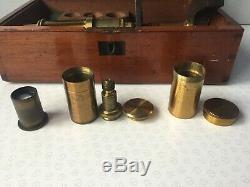 Antique Baker Of High Holborn Black Lacquer and Brass Microscope