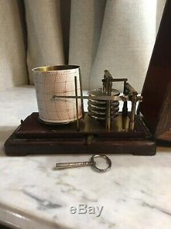 Antique Barograph Barometer France L & M Manhattan Marine & Original Key