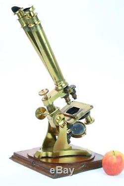 Antique Binocular Microscope by Charles Collins, London, circa 1870