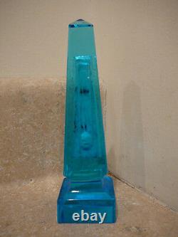 Antique Boston & Sandwich Glass Obelisk Cut Réaumur Thermometer Electric Blue