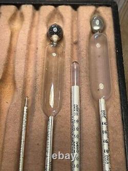 Antique Boxed set of mercury filled Hydrometers