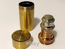 Antique Brass 1/12 oil immersion microscope objective by E Leitz Wetzlar