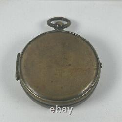 Antique Brass Cased Pocket Compass Fob Ring Quality Military Heavy Nice Patina
