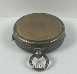 Antique Brass Cased Pocket Compass Fob Ring Quality Military Heavy Nice Patina