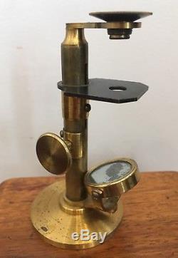 Antique Brass Dissecting Dissection Field Microscope by Dixey Brighton in Box