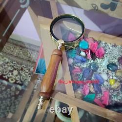 Antique Brass Heavy Microscope & Magnifying Glass 7 Students Brass Microscope