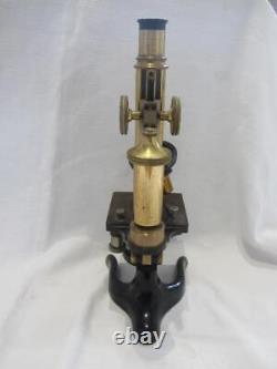 Antique Brass Leitz Wetzlar Monocular Microscope, Cased, #104632 c1907