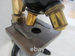 Antique Brass Leitz Wetzlar Monocular Microscope, Cased, #104632 c1907