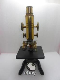 Antique Brass Leitz Wetzlar Monocular Microscope, Cased, #258795 c1927