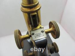 Antique Brass Leitz Wetzlar Monocular Microscope, Cased, #258795 c1927