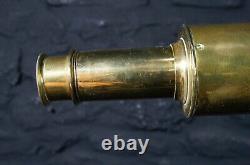 Antique Brass Library Table Telescope on Tripod Base Scientific Display Piece