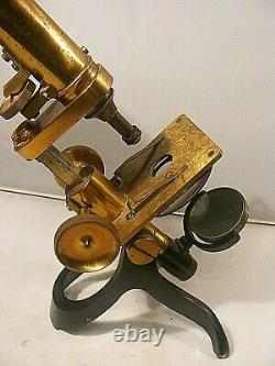 Antique Brass Microscope Franks Manchester & Accessories