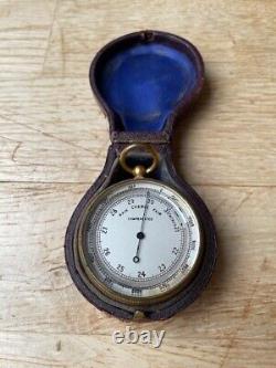 Antique Brass Pocket Compensated Barometer and Altimeter