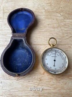 Antique Brass Pocket Compensated Barometer and Altimeter