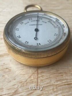 Antique Brass Pocket Compensated Barometer and Altimeter