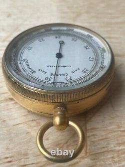 Antique Brass Pocket Compensated Barometer and Altimeter