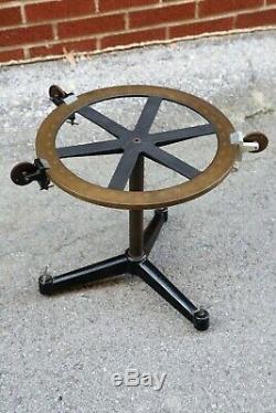 Antique Brass Surveying Transit Compass Measuring tool Cast Iron Legs Feet old