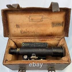 Antique Brass Theodolite In Fitted Leather Case By E. R. Watts & Co c1910