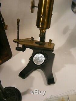 Antique Brass Traveling Microscope And Case