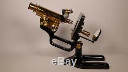 Antique Busch Rathenow Brass Microscope (german) With Storage Case