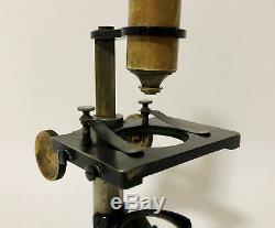 Antique C. Baker High Holborn London Brass Dissecting Microscope with Lenses