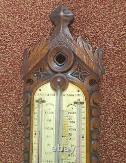 Antique Carved Mahogany Stick Barometer Taylor & Sons Sittingbourne Victorian