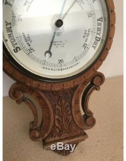 Antique Carved Oak Aneroid Barometer By Benetfink + Co, Cheapside, London