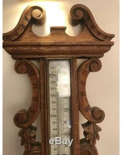 Antique Carved Oak Aneroid Barometer By Benetfink + Co, Cheapside, London