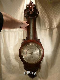 Antique Chadburn's Ltd Optician Liverpool Mahogany Aneroid Barometer Thermometer
