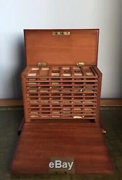 Antique Collection Of 66 Victorian Microscope Slides In Collectors Cabinet