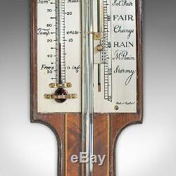 Antique Comitti Stick Barometer, English, Rosewood, Mahogany, Feather, Fan