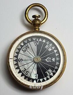 Antique Compass With Mother Of Pearl Dial In Original C8ase