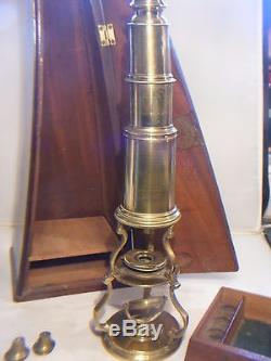 Antique Culpeper Microscope 18th Century Lincoln Of London & Accessors