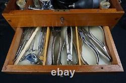 Antique Dentists Travelling Cabinet with Contents Dental Drawers & Instruments