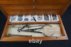 Antique Dentists Travelling Cabinet with Contents Dental Drawers & Instruments