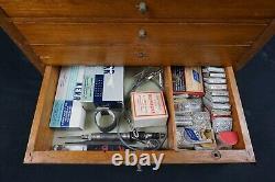 Antique Dentists Travelling Cabinet with Contents Dental Drawers & Instruments