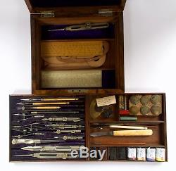 Antique Drawing Instruments in Walnut Box