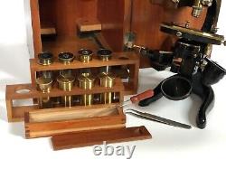 Antique E. Leitz Wetzlar Brass Microscope. With accessories (c1918) sn. 184507