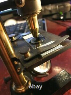 Antique E. Leitz Wetzlar Compact Brass Microscope with Wheel-of-Stops, c1885