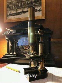 Antique E. Leitz Wetzlar Compact Brass Microscope with Wheel-of-Stops, c1885