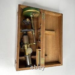 Antique E. Lennie Edinburgh Brass Microscope circa 1890s with Wood Case