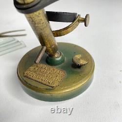 Antique E. Lennie Edinburgh Brass Microscope circa 1890s with Wood Case