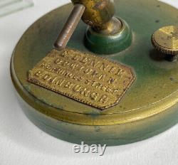 Antique E. Lennie Edinburgh Brass Microscope circa 1890s with Wood Case