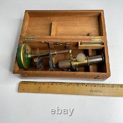 Antique E. Lennie Edinburgh Brass Microscope circa 1890s with Wood Case